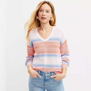 Loft Ombre Striped V-Neck Sweater